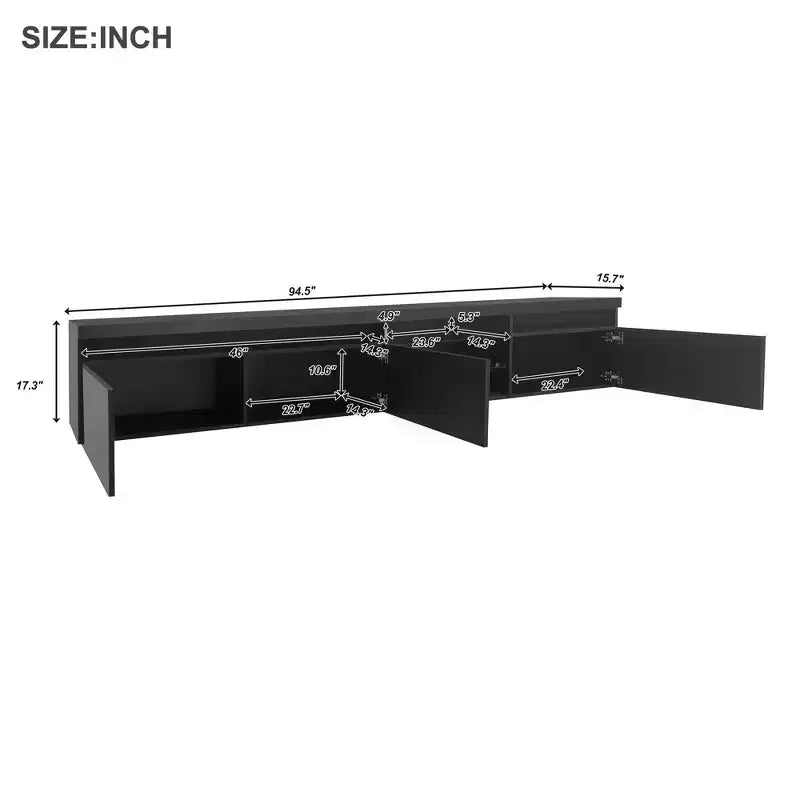 Whisen Modern TV Stand Fits TV's up to 105 in. with Ample Storage Space and LED Color Changing Lights