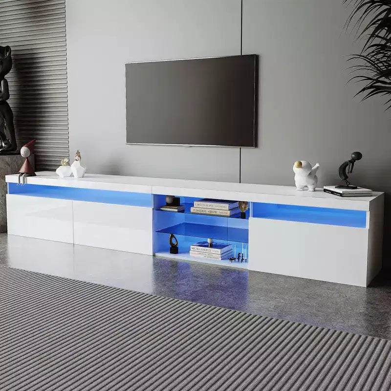 Whisen Modern TV Stand Fits TV's up to 105 in. with Ample Storage Space and LED Color Changing Lights