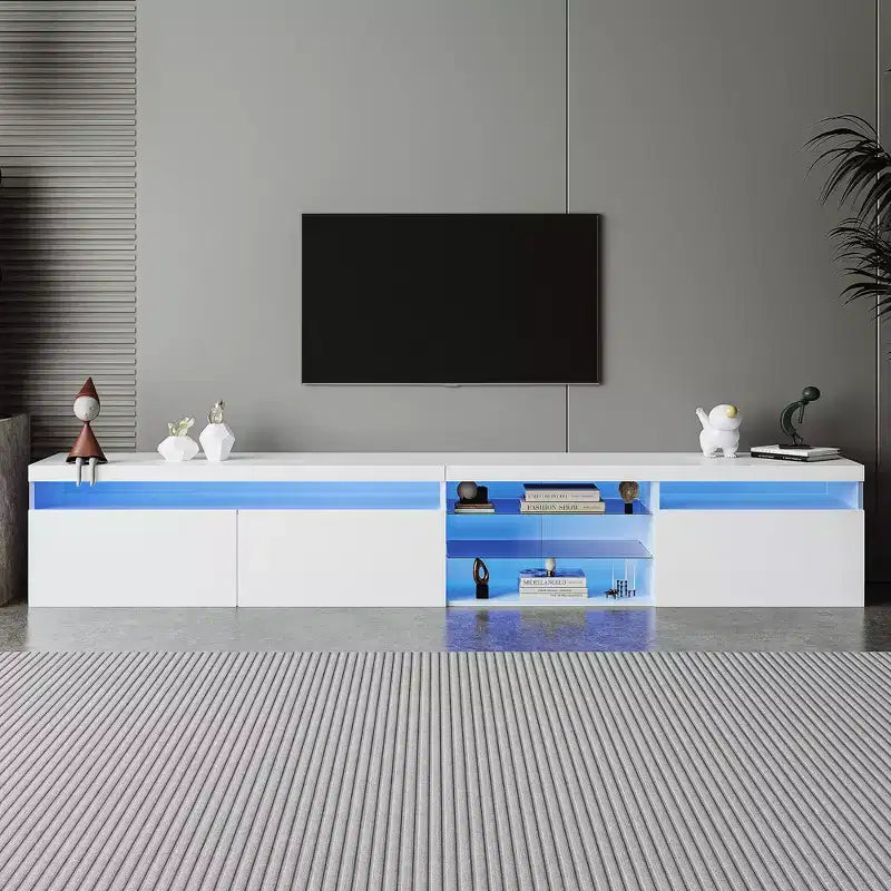 Whisen Modern TV Stand Fits TV's up to 105 in. with Ample Storage Space and LED Color Changing Lights