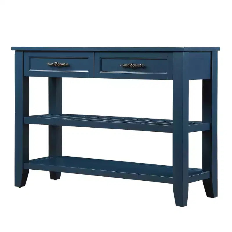 Whisen Mid-Century Style Console Table with Two Storage Drawers and Two Tiers Shelves