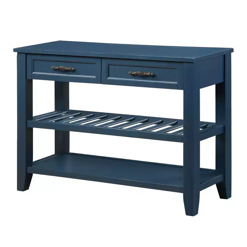 Whisen Mid-Century Style Console Table with Two Storage Drawers and Two Tiers Shelves