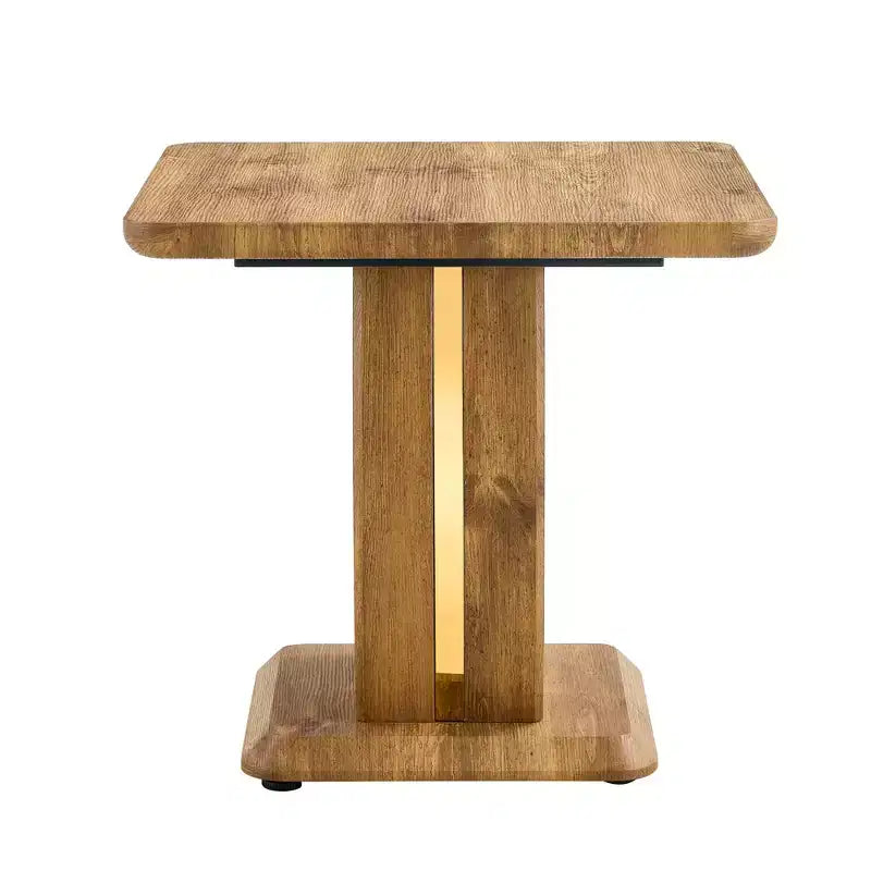 MAYEERTY Square Coffee Table Wood Grain MDF with Gold Accents 23.6x23.6x21.3 Inches