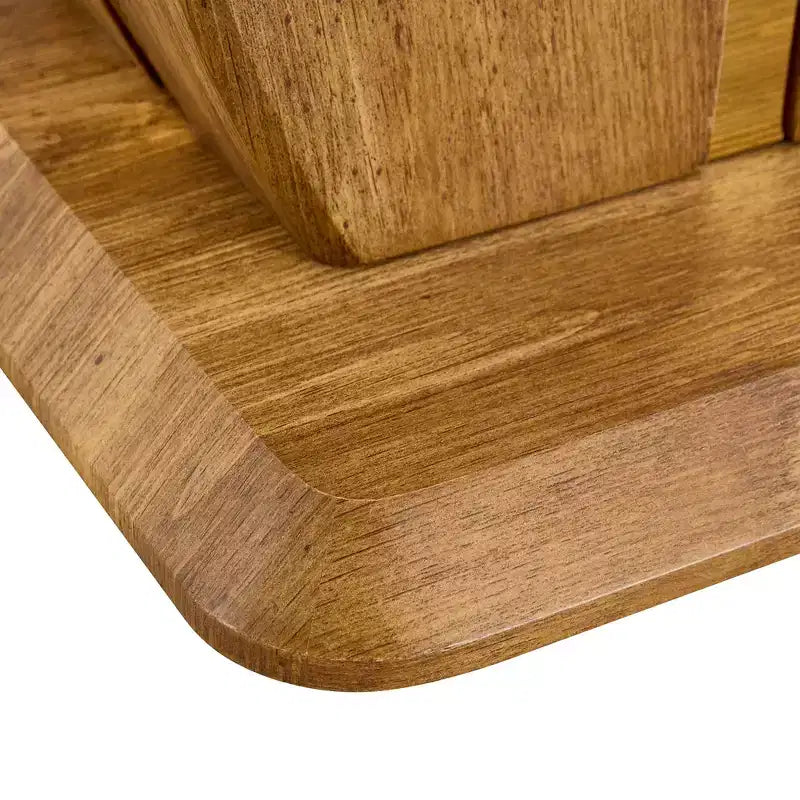 MAYEERTY Square Coffee Table Wood Grain MDF with Gold Accents 23.6x23.6x21.3 Inches