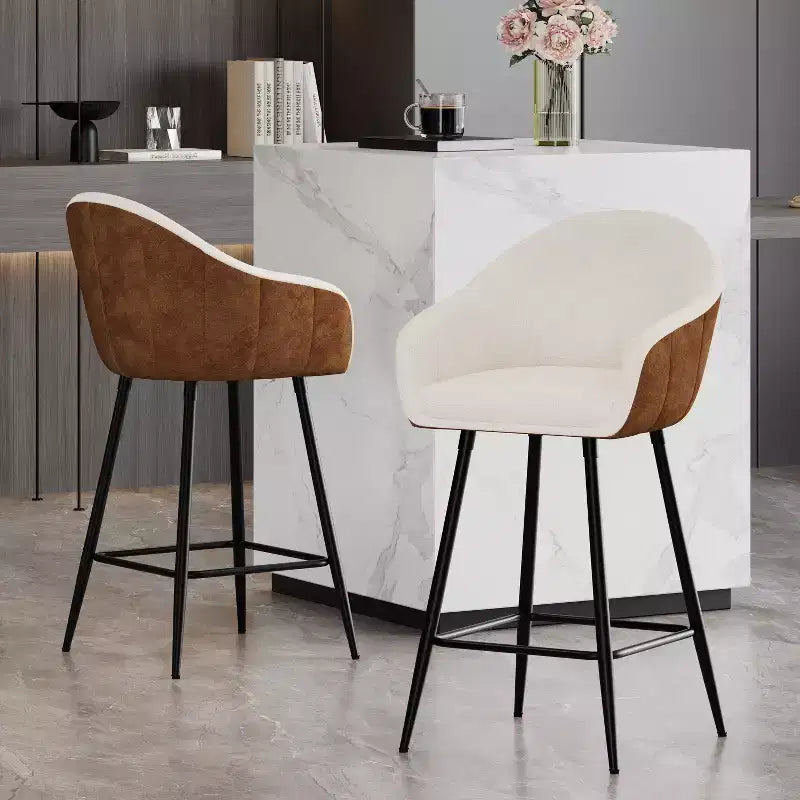Christopher Knight Home Aveline 26.5'' Modern Upholstered Bar Stools with Metal Legs (Set of 2)