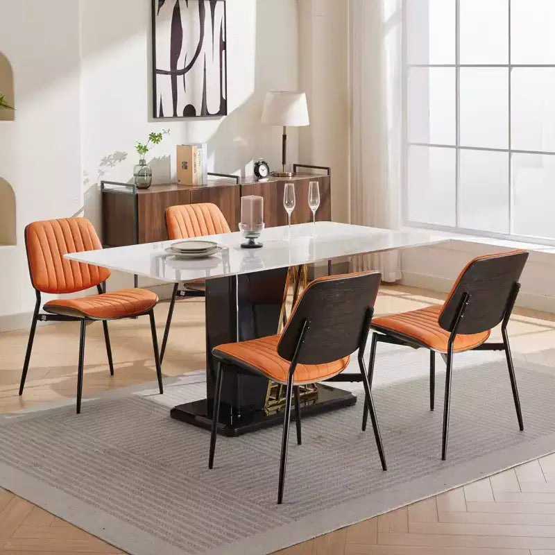 TUYOHW PU Leather Kitchen Chairs Set of 2 with Metal Tapered Legs,Ergonomic Dining Chairs with Curved Backrest,Wider & Deeper Leg Spacing