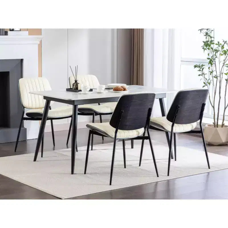 TUYOHW PU Leather Kitchen Chairs Set of 2 with Metal Tapered Legs,Ergonomic Dining Chairs with Curved Backrest,Wider & Deeper Leg Spacing