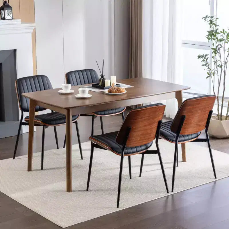 TUYOHW PU Leather Kitchen Chairs Set of 2 with Metal Tapered Legs,Ergonomic Dining Chairs with Curved Backrest,Wider & Deeper Leg Spacing