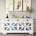 63 Kitchen Buffet Sideboard with Charging Station & Glass Display, Wood Storage Cabinet with 3 Drawers for Dining Room Living Room
