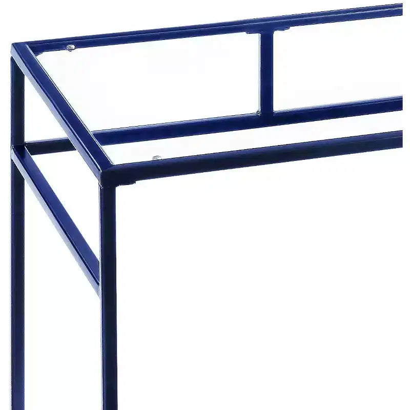 TUYOHW Writing Desk,Study Desks with Storage Shelf,Clear Glass Top,Metal Frame,Sled Base,Modern Rectangular Desk for Home Office,Study,Bedroom