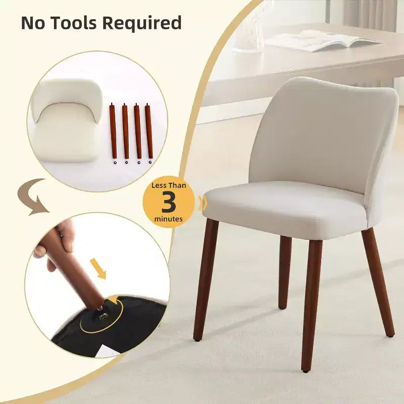 Modern Dining Chairs - Upholstery Kitchen Chairs with High Backrest, Thick Padded Seats & Wood Legs, Ideal for Dining Room/Kitchen