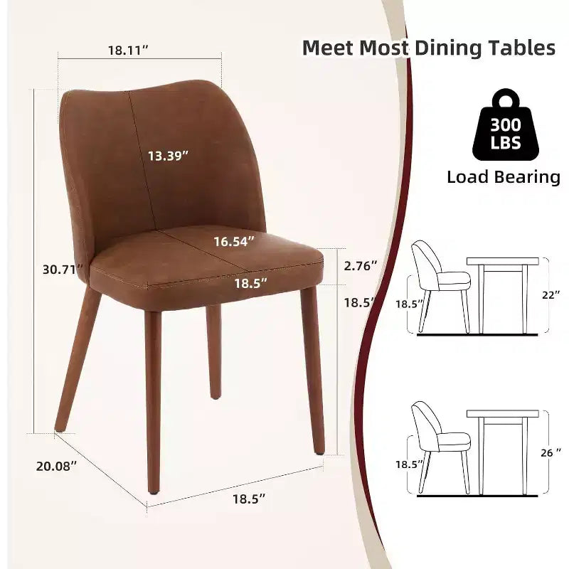 Modern Dining Chairs - Upholstery Kitchen Chairs with High Backrest, Thick Padded Seats & Wood Legs, Ideal for Dining Room/Kitchen