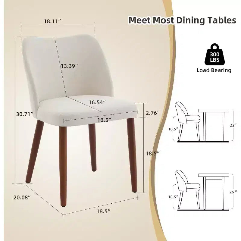 Modern Dining Chairs - Upholstery Kitchen Chairs with High Backrest, Thick Padded Seats & Wood Legs, Ideal for Dining Room/Kitchen