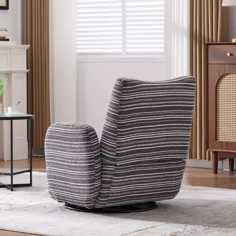 TUYOHW Modern Swivel Accent Chair with Striped Upholstered Leisure Single Sofa with Metal Bracket Armrest Swivel Chair for Living Room, Bedroom