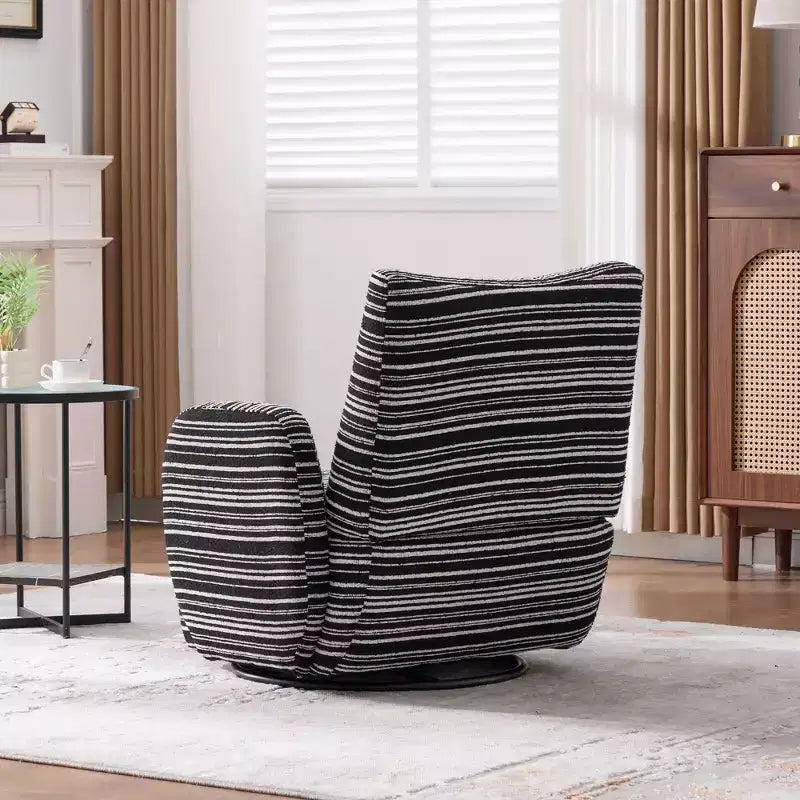 TUYOHW Modern Swivel Accent Chair with Striped Upholstered Leisure Single Sofa with Metal Bracket Armrest Swivel Chair for Living Room, Bedroom
