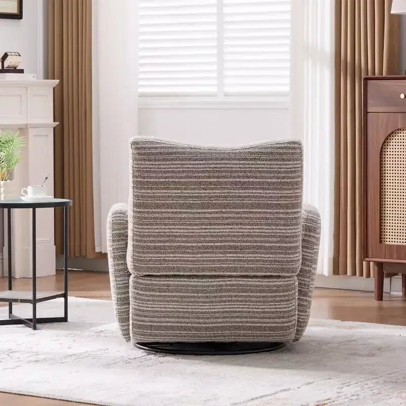 TUYOHW Modern Swivel Accent Chair with Striped Upholstered Leisure Single Sofa with Metal Bracket Armrest Swivel Chair for Living Room, Bedroom
