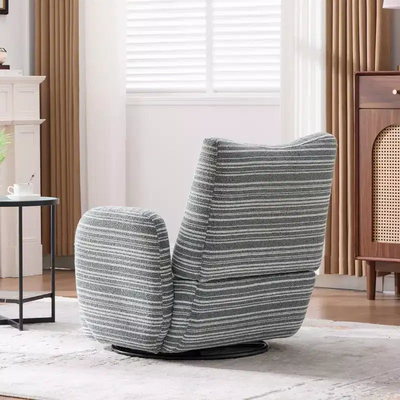TUYOHW Modern Swivel Accent Chair with Striped Upholstered Leisure Single Sofa with Metal Bracket Armrest Swivel Chair for Living Room, Bedroom