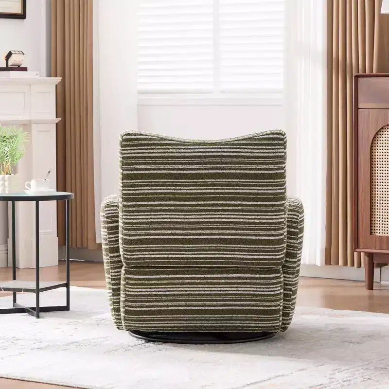 TUYOHW Modern Swivel Accent Chair with Striped Upholstered Leisure Single Sofa with Metal Bracket Armrest Swivel Chair for Living Room, Bedroom