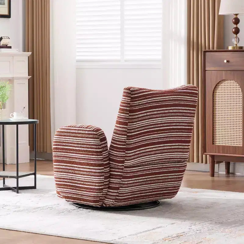 TUYOHW Modern Swivel Accent Chair with Striped Upholstered Leisure Single Sofa with Metal Bracket Armrest Swivel Chair for Living Room, Bedroom