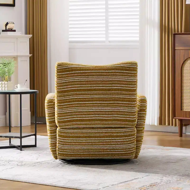 TUYOHW Modern Swivel Accent Chair with Striped Upholstered Leisure Single Sofa with Metal Bracket Armrest Swivel Chair for Living Room, Bedroom