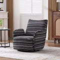 TUYOHW Modern Swivel Accent Chair with Striped Upholstered Leisure Single Sofa with Metal Bracket Armrest Swivel Chair for Living Room, Bedroom