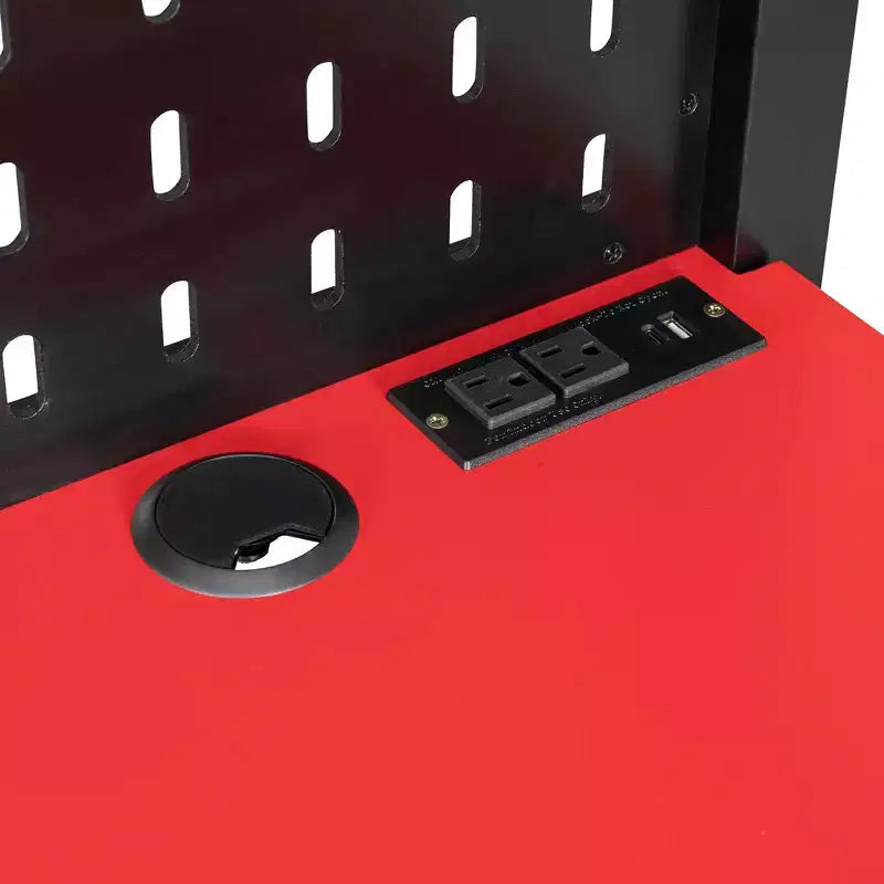 Full Size Gaming Loft Bed with Desk and Storage Shelves, Full Wood Low Loft Bed Frame with LED Lights, USB Ports and Pegboard
