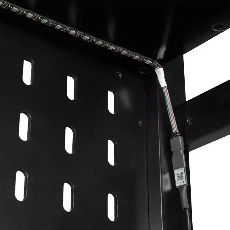 Full Size Gaming Loft Bed with Desk and Storage Shelves, Full Wood Low Loft Bed Frame with LED Lights, USB Ports and Pegboard
