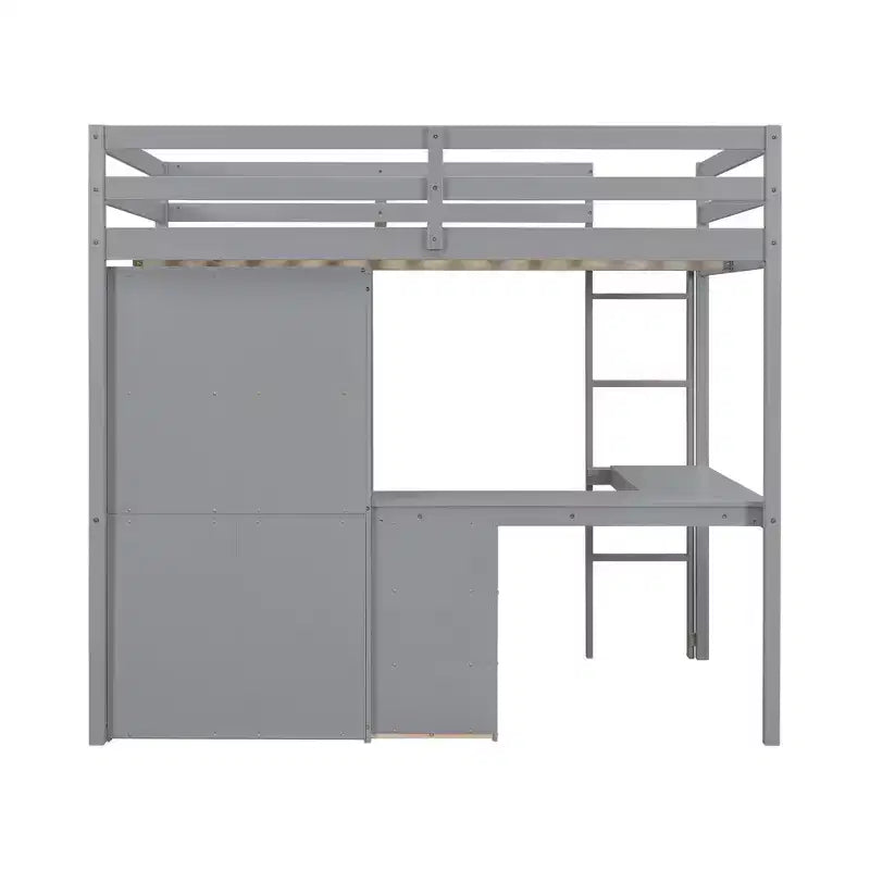 Bellemave Full Loft Bed with Desk, Storage Shelves and Drawers,Wood Loft Bed Frame with Guardrails and Built-in Ladder for Teens and Adults