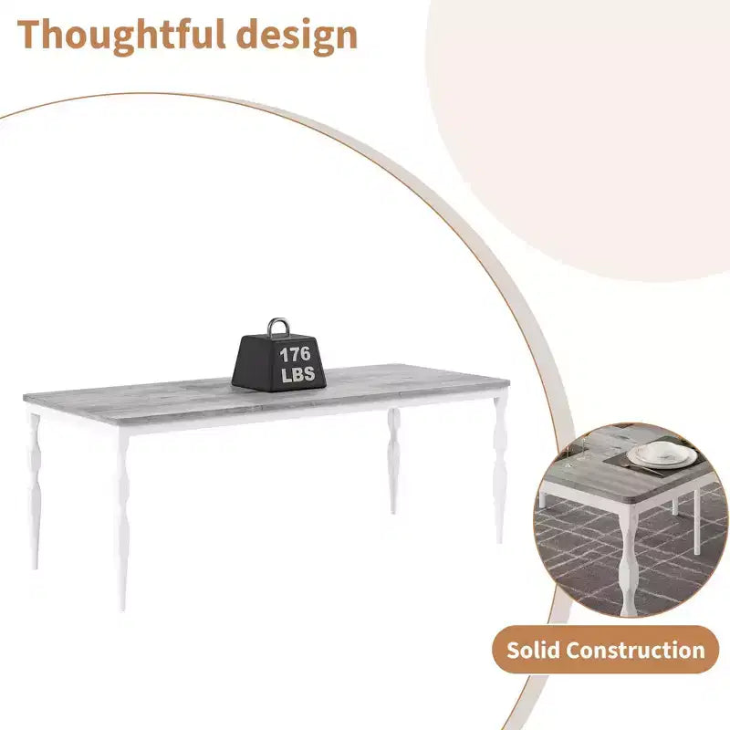 Rectangular Dining Table, Rustic Farmhouse Kitchen Table with Large Tabletop, Long Wooden Dining Room Table, Dinette and Dinner Desk for Party