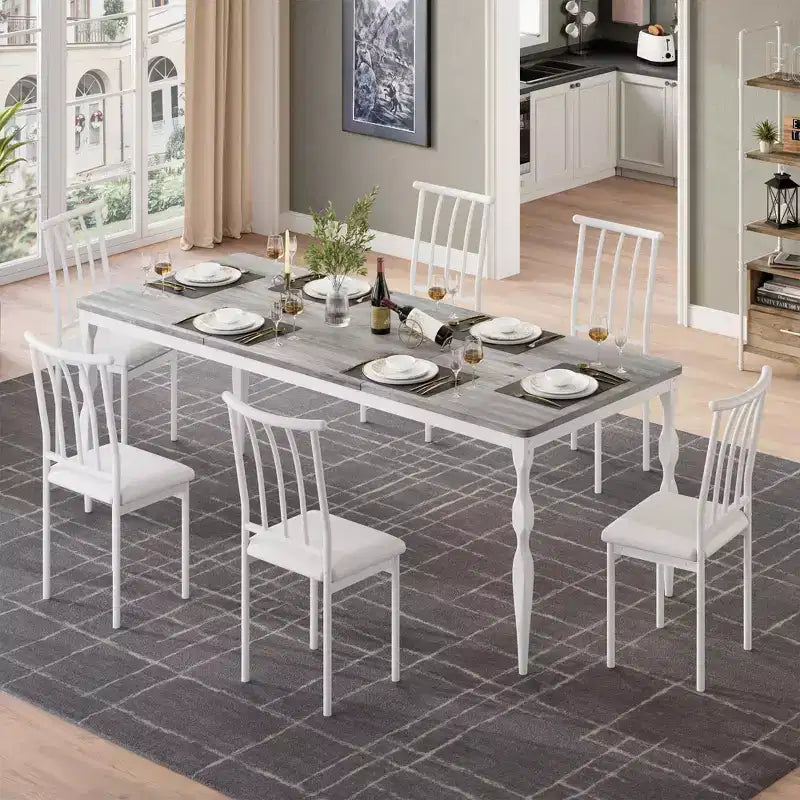 Rectangular Dining Table, Rustic Farmhouse Kitchen Table with Large Tabletop, Long Wooden Dining Room Table, Dinette and Dinner Desk for Party