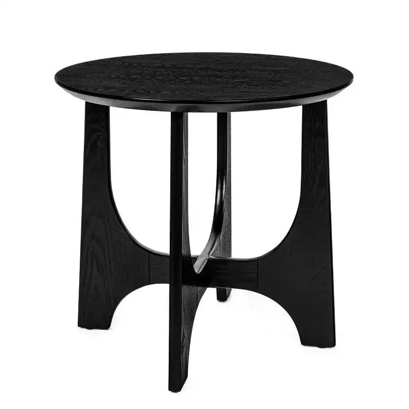 25 Modern Round End Table with Woodgrain Finish, Cross-Leg Accent Side Table for Living Room or Small Spaces-Panipeachy