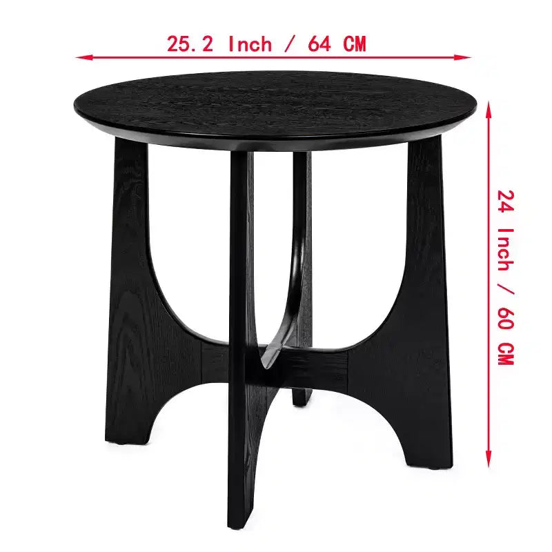 25 Modern Round End Table with Woodgrain Finish, Cross-Leg Accent Side Table for Living Room or Small Spaces-Panipeachy