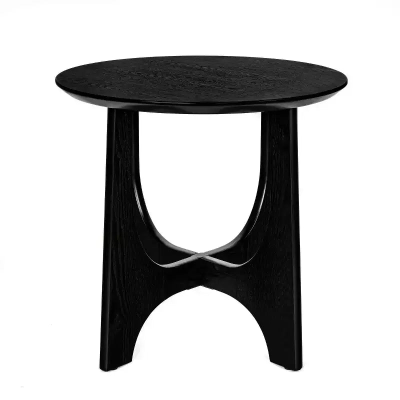25 Modern Round End Table with Woodgrain Finish, Cross-Leg Accent Side Table for Living Room or Small Spaces-Panipeachy