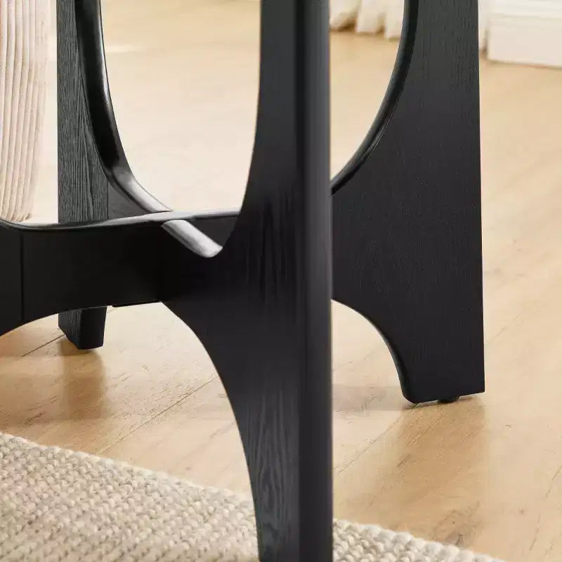 25 Modern Round End Table with Woodgrain Finish, Cross-Leg Accent Side Table for Living Room or Small Spaces-Panipeachy