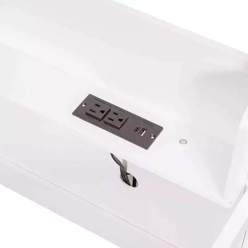 Queen over Queen Bunk Bed with Storage Shelves, USB Ports & Safety Rail - ModernLuxe