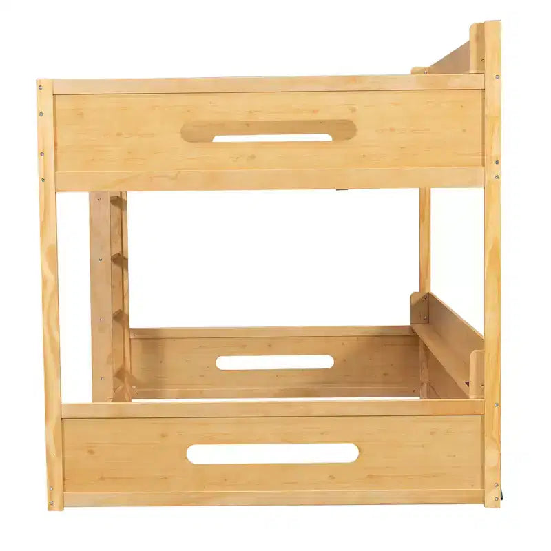 Queen over Queen Bunk Bed with Storage Shelves, USB Ports & Safety Rail - ModernLuxe