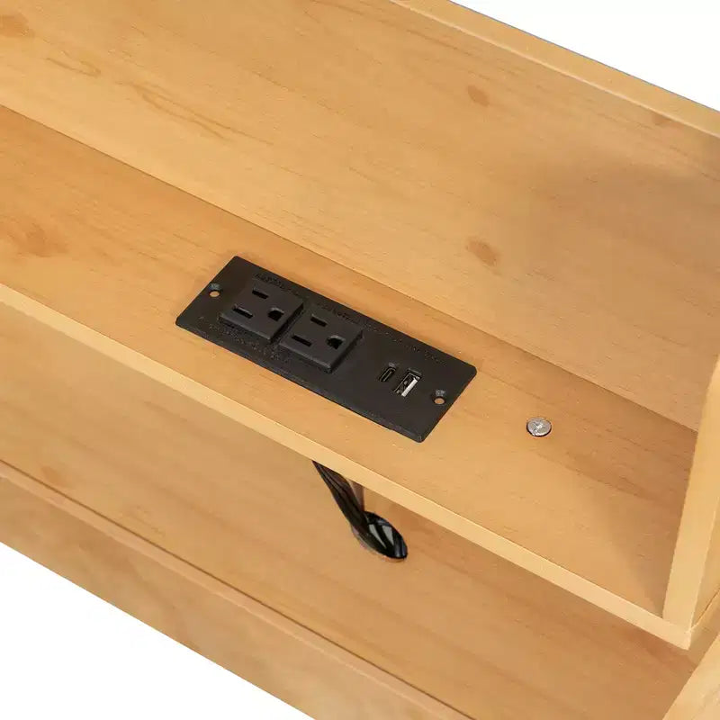Queen over Queen Bunk Bed with Storage Shelves, USB Ports & Safety Rail - ModernLuxe