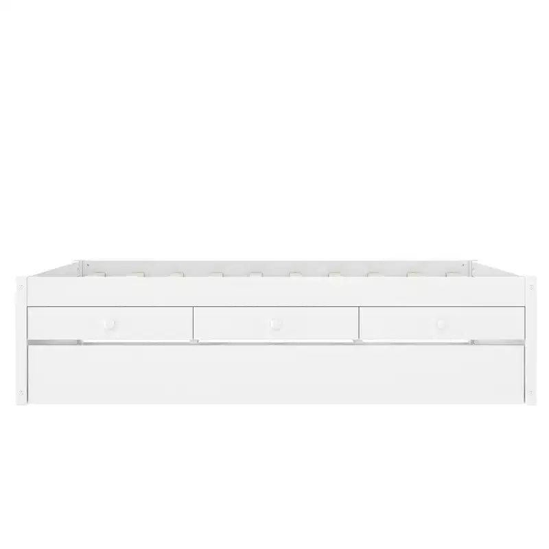 Bellemave Platform Bed with Trundle and 2 Drawers,Solid Wood Platform Beds Frame with Power Strip for Bedrooms