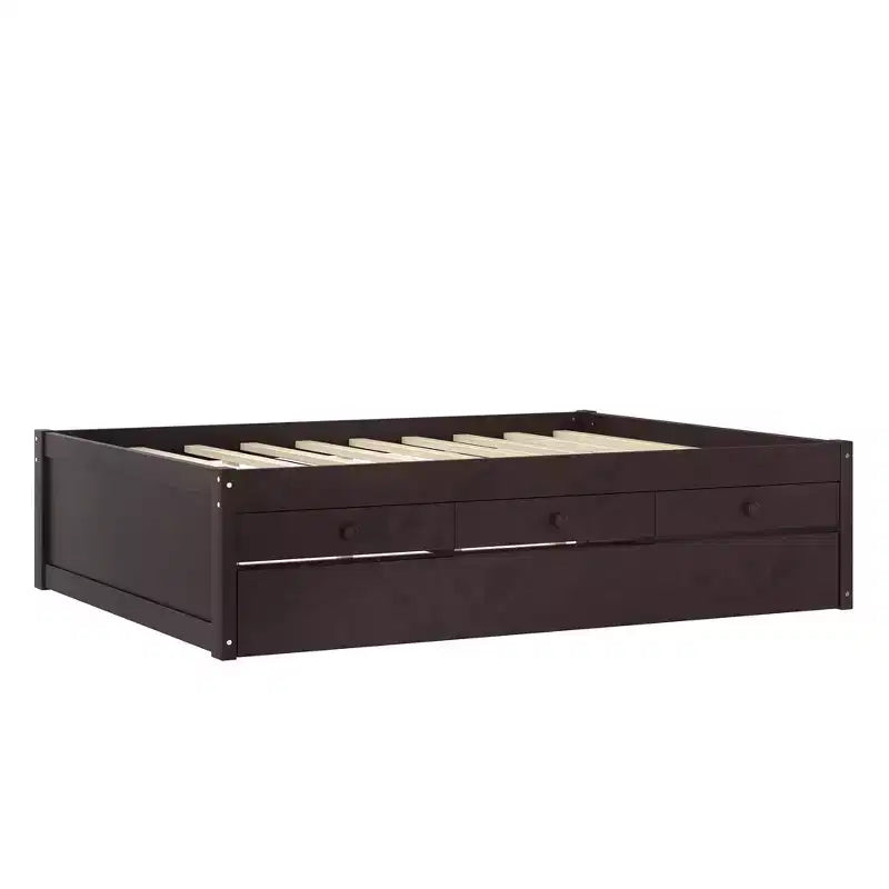 Bellemave Platform Bed with Trundle and 2 Drawers,Solid Wood Platform Beds Frame with Power Strip for Bedrooms