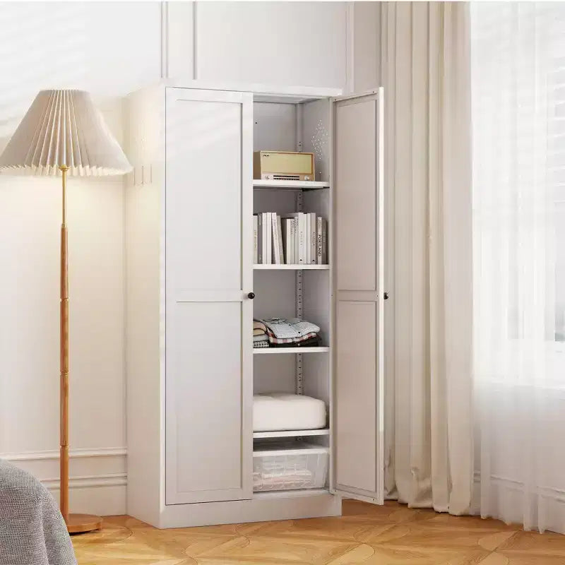 5-Tier White Steel Pantry Storage Cabinet with 2 Doors 4 Adjustable Shelves, Tall Metal Cabinets Heavy Duty Freestanding Utility Cabinet