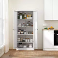 5-Tier White Steel Pantry Storage Cabinet with 2 Doors 4 Adjustable Shelves, Tall Metal Cabinets Heavy Duty Freestanding Utility Cabinet