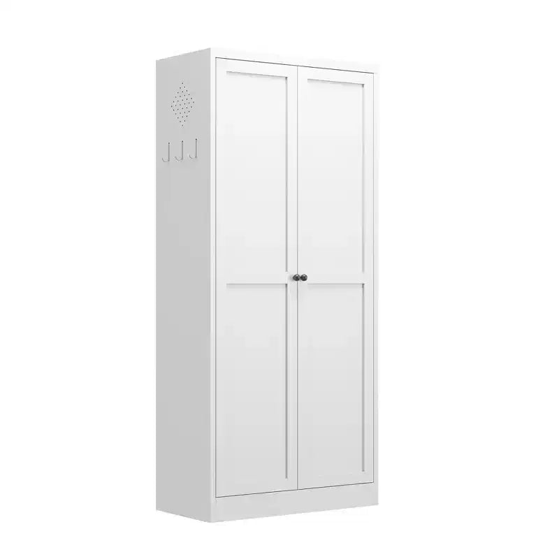 5-Tier White Steel Pantry Storage Cabinet with 2 Doors 4 Adjustable Shelves, Tall Metal Cabinets Heavy Duty Freestanding Utility Cabinet
