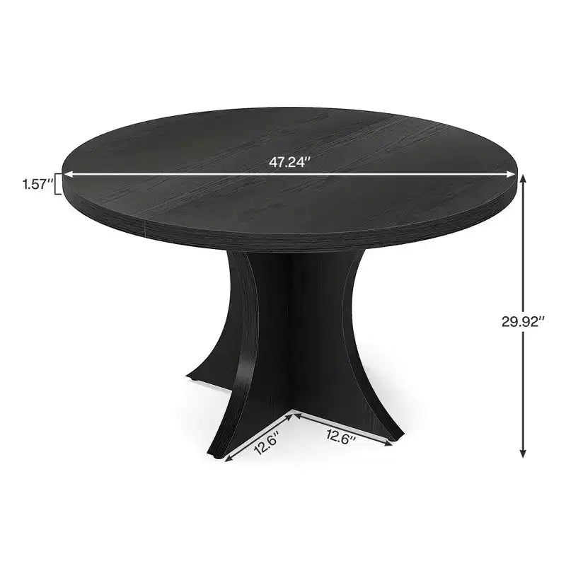 MAYEERTY 47.24 Round Wood Dining Table, Kitchen Table for 4-6 People