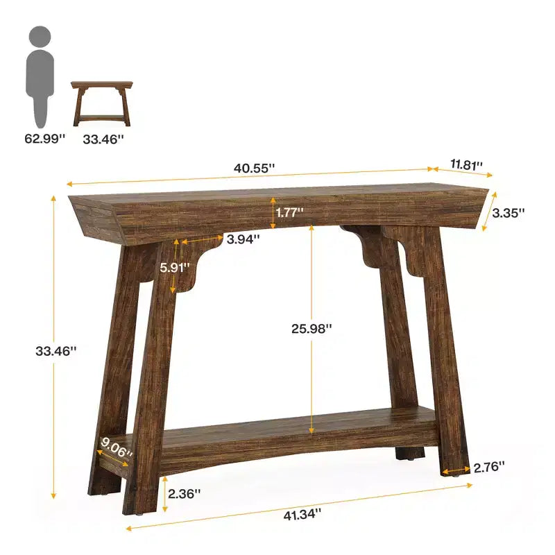 MAYEERTY 41-Inch Farmhouse Console Table, 2-Tier Sofa Entryway Table with Storage Shelf