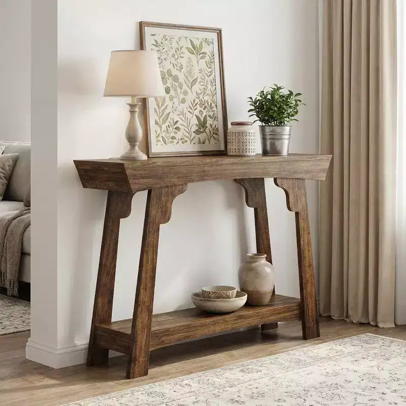 MAYEERTY 41-Inch Farmhouse Console Table, 2-Tier Sofa Entryway Table with Storage Shelf