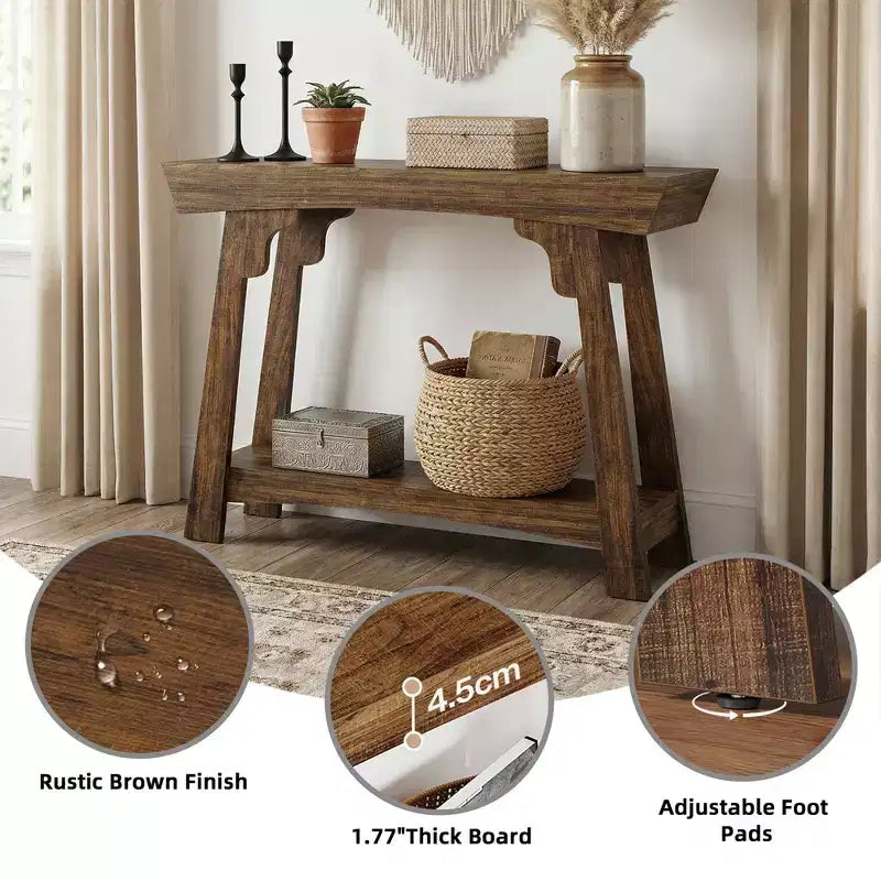 MAYEERTY 41-Inch Farmhouse Console Table, 2-Tier Sofa Entryway Table with Storage Shelf