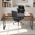 VEVOR Computer Desk, 63 Inch Office Gaming Desk for Home Office,Writing Study Work Modern Simple Table with Metal Frame for Large Legroom,Brown+Black