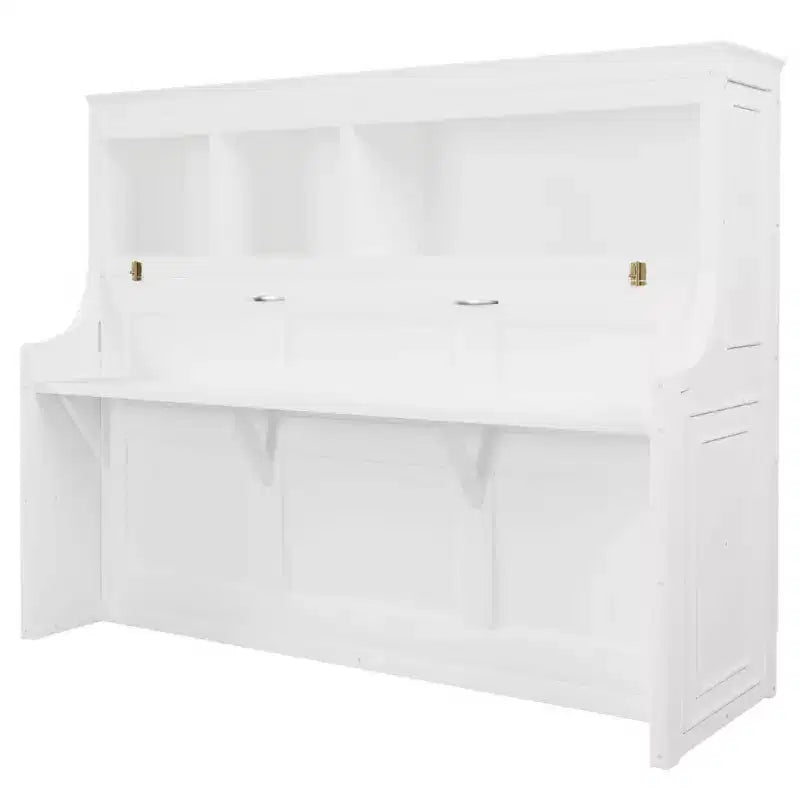 Twin Size Murphy Bed Space-Saving Wall Bed with Desk and Storage Bookshelf - ModernLuxe