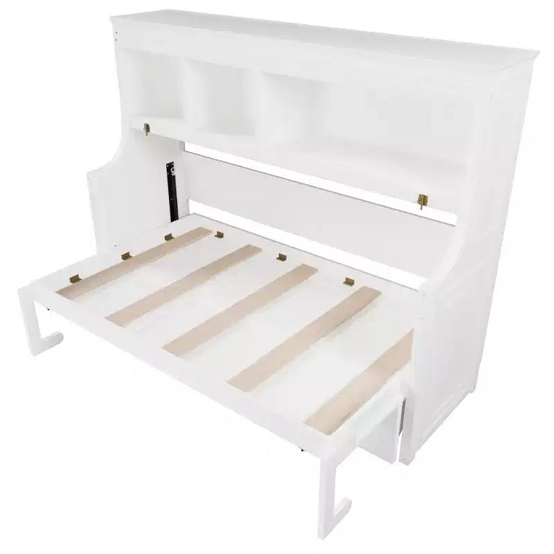 Twin Size Murphy Bed Space-Saving Wall Bed with Desk and Storage Bookshelf - ModernLuxe
