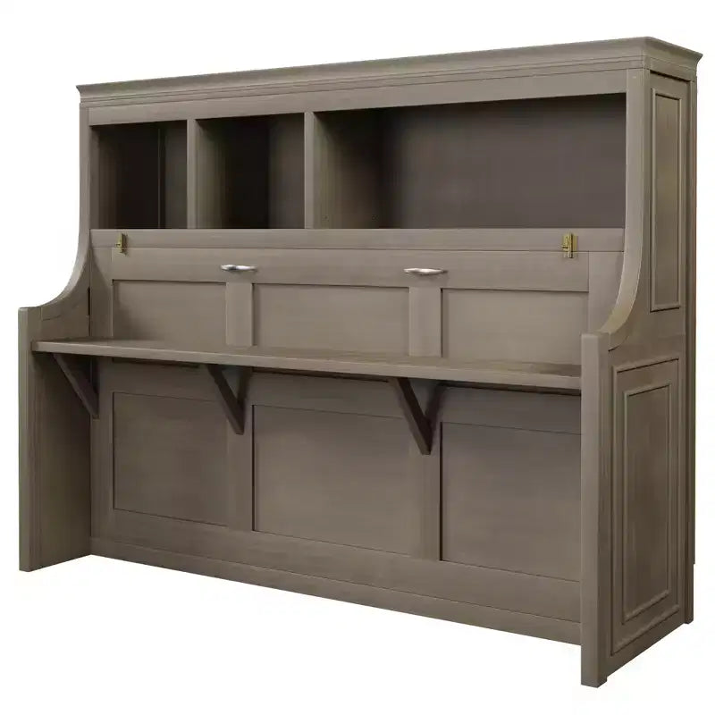Twin Size Murphy Bed Space-Saving Wall Bed with Desk and Storage Bookshelf - ModernLuxe