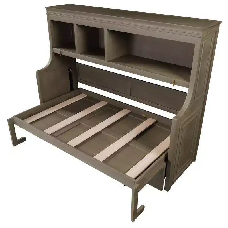 Twin Size Murphy Bed Space-Saving Wall Bed with Desk and Storage Bookshelf - ModernLuxe